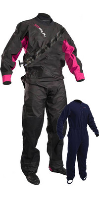 2021 GUL Womens Dartmouth Eclip Zip Drysuit Inc Underfleece Black / Pink GM0383-B5