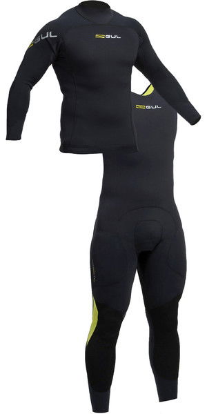 2019 Gul Code Zero 3mm Long Sleeve Thermo Top & Long John Combi Set Black