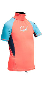 Gul Junior Surf Short Sleeve Rashguard Coral / Turquoise RG0345-A9