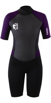 2023 Gul Dames G-Force 3mm Rug Ritssluiting Shorty Wetsuit GF3306-B7 - Black / Mulberry
