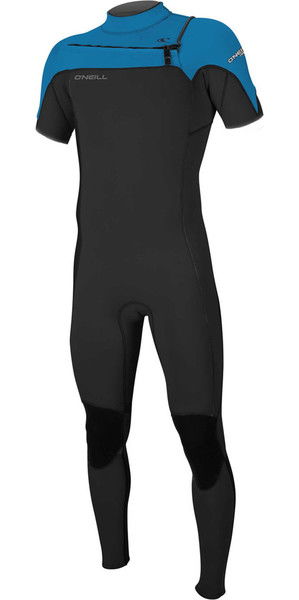 2018 O'Neill Hammer 2mm Bryst Zip Short Sleeve Wetsuit BLACK / OCEAN 5056
