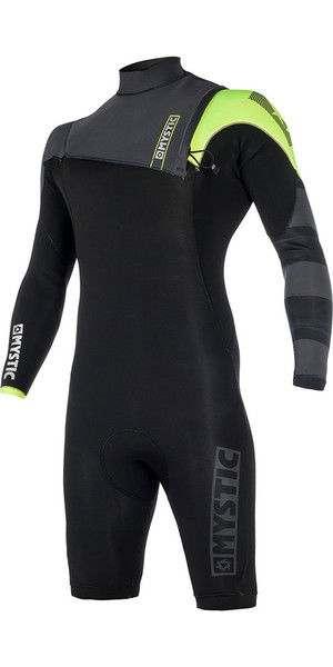 2018 Mystic Majestic 3 / 2mm Muta manica corta a maniche corte Zip NERO / Lime 170261