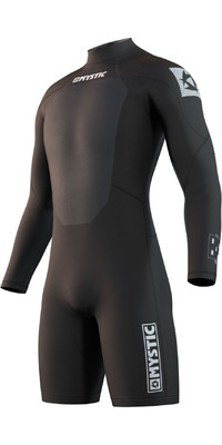 2024 Mystic Mens Brand 3/2mm Long Sleeve Back Zip Shorty Wetsuit 210315 - Black