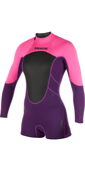 2019 Mystic Womens Brand 3/2mm Long Arm Shorty Wetsuit Purple 180070