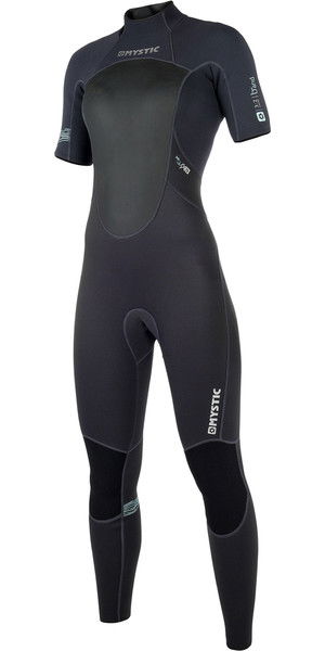 2019 Mystic Womens Brand 3/2mm Short Arm Back Zip Wetsuit Black 180069