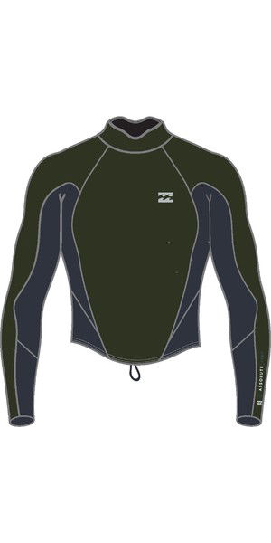 2019 Billabong Hommes 2mm Four Absolute Comp LS Neo Veste Noir Olive N42M25