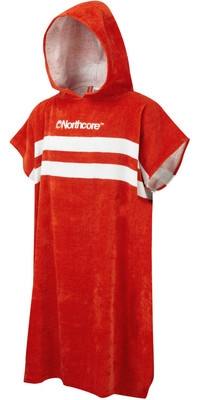 2023 Northcore Beach Basha Stripe Hooded Towel Changing Robe / Poncho NOCO241 - Red