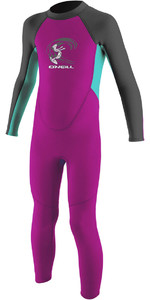 2023 O'Neill Peuter Girl's Reactor 2mm Wetsuit Met Back Zip Bes / Aqua 4868g