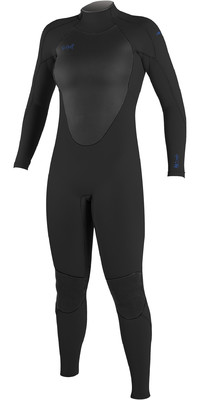 2023 O'Neill Dames Epic 4/3mm Rug Ritssluiting Gbs Wetsuit 4214B - Black