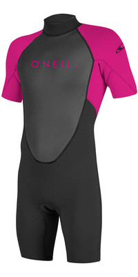 2023 O'Neill Youth Reactor II 2mm Rug Ritssluiting Shorty Wetsuit 5045 - Black / Berry