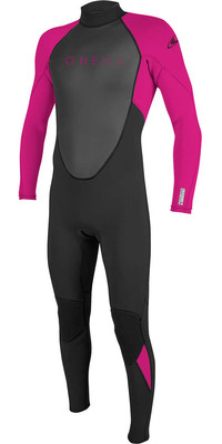 2023 O'Neill Youth Reactor II 3/2mm Rug Ritssluiting Wetsuit 5044 - Black / Berry
