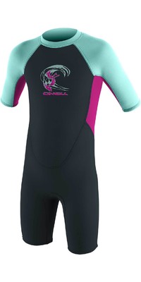 2023 O'Neill Toddler Reactor 2mm Back Zip Shorty Wetsuit 4867 - Slate / Berry / Seaglass