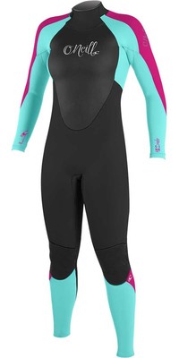 2024 O'Neill Youth Girls Epic 4/3mm Back Zip GBS Wetsuit 4216G - Black / Seaglass