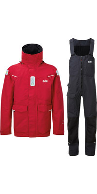 2023 Gill Mens OS2 Offshore Sailing Jacket & Trouser Combi Set - Red / Graphite
