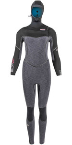 2021 Prolimit Womens Oxygen 6/4mm Hooded Thermal Rebound Free-X Zip Wetsuit 25010 - Black / White