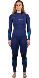 2023 Gul Vrouwen Response 5/3mm Back Zip Wetsuit Re1229-c1 - Blauw / Paisley
