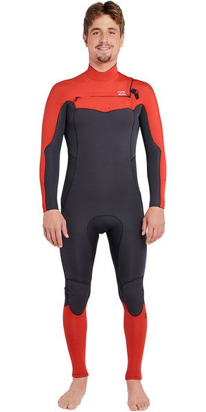 2019 Billabong Furnace Absolute 4/3mm Chest Zip Wetsuit Red L44M09