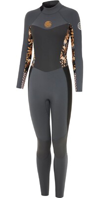 2023 Rip Curl Mulheres Dawn Patrol 4/3mm Back Zip Wetsuit 14ZWFS - Charcoal