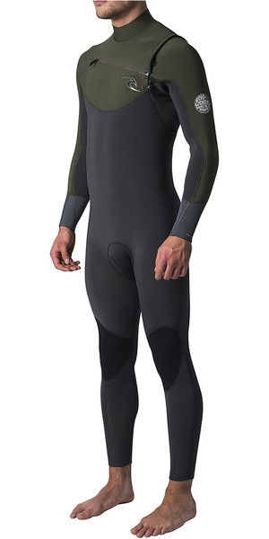 2019 Rip Curl Dawn Patrol Muta con zip sul petto 4 / 3mm KHAKI WSM7CM