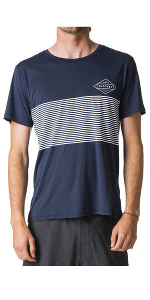 2018 Rip Curl Linear Surflite UV UPF50+ Short Sleeve Tee Navy WLY7CM