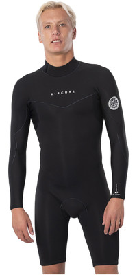 2022 Rip Curl Mens Dawn Patrol 2mm Back Zip Long Sleeve Shorty Wetsuit WSP9IM - Black