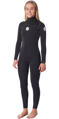 2023 Rip Curl Mujer Dawn Patrol Calor 4/3mm Chest Zip Traje Wsm9nw - Negro
