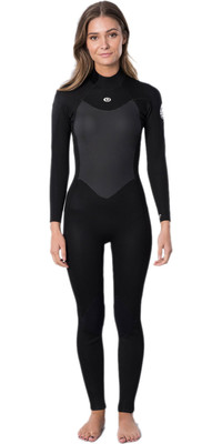 2024 Rip Curl Mulheres Omega 4/3mm Back Zip Wetsuit WSM9CW - Black