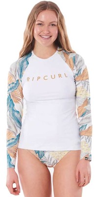2021 Rip Curl Womens Tropic Shack Relaxed Long Sleeve Rash Vest WLUYAW - White