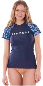 2021 Rip Curl Womens Tropic Shack Relaxed Short Sleeve Rash Vest WLUYBW - Mid Blue