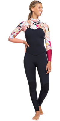 2020 Roxy Womens 3/2mm Pop Surf Chest Zip Wetsuit ERJW103047 - Black / Terracotta