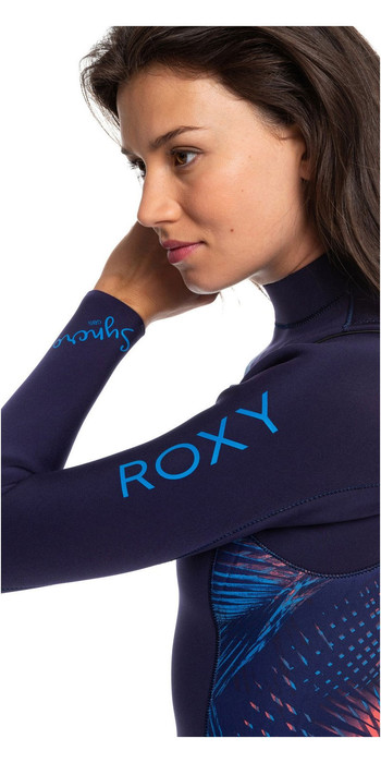 2020 Roxy Kvinners Syncro 43mm Chest Zip Våtdrakt Blå Bånd 2020 Roxy Syncro Paddle Jakke Blått Bånd Coral Flamme