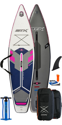 2021 Stx Touring Pure 10'6 Uppblåsbart Stand Up Paddle Board Paket - Bräda, Paddel, Väska, Pump & Koppel - Lila / Blå