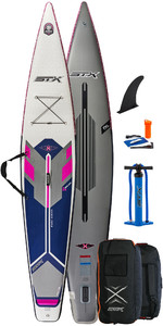 2021 Stx Touring Pure 14'0 Oppustelig Stand Up Paddle Board Pakke - Bræt, Taske, Pumpe Og Snor - Lilla / Blå