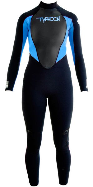 2019 Typhoon Junior Girls Storm 5mm Wetsuit Black / Periwinkle 250607