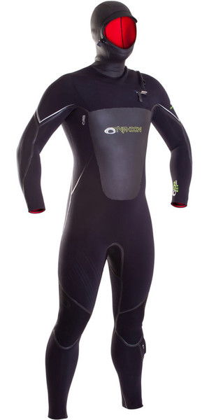2019 Typhoon Hooded Kona 6/5 / 4mm GBS Chest Zip Wetsuit NERO 250615
