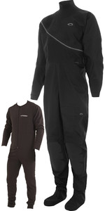 2021 Typhoon Herre Beadnell Ezeedon Front Zip Drysuit & Underfleece 100187 - Sort / Grå