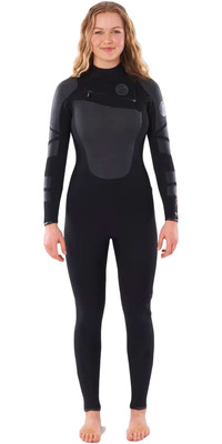 2021 Rip Curl Womens Flashbomb Heatseeker 4/3mm Chest Zip Wetsuit WSTYYW - Black