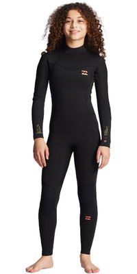 2023 Billabong Jnior Synergy 3/2mm Back Zip Fato De Mergulho Abgw100106 - Preto Selvagem