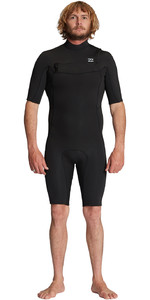 2023 Billabong Mannen Absolute 2mm Chest Zip Shorty Wetsuit Abyw500118 - Zwart