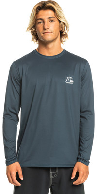 2023 Quiksilver Mens Heritage Long Sleeve Rash Vest Eqywr03381 - Midnight Navy Heather