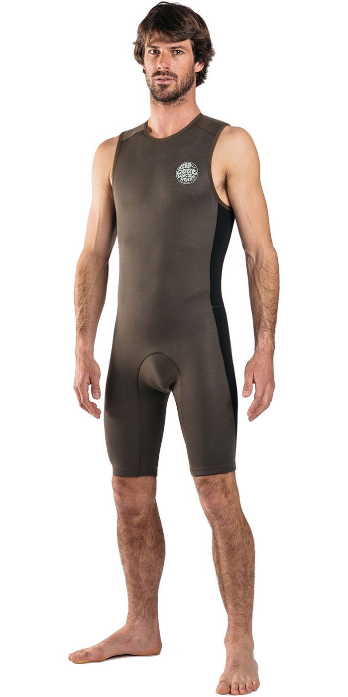 Rip Curl Aggrolite 2mm Back Zip Short John Wetsuit Military Green