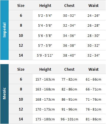 Typhoon Womens Wetsuits 19 Womens Size Chart