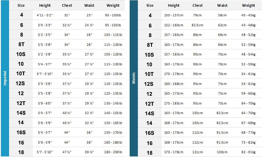 Xcel Booties Size Chart